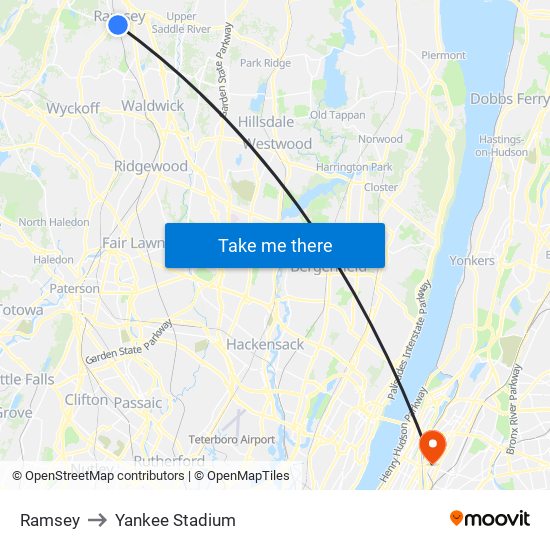Ramsey to Yankee Stadium map