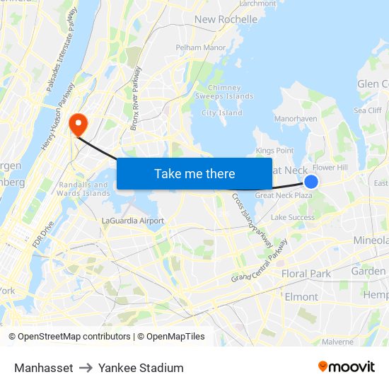 Manhasset to Yankee Stadium map