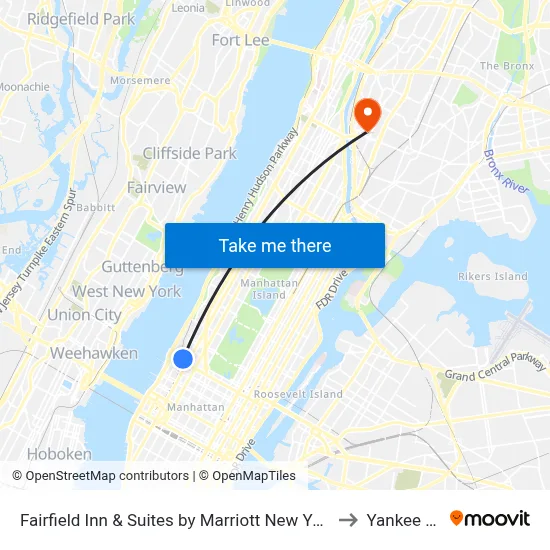 Fairfield Inn & Suites by Marriott New York Manhattan/Central Park to Yankee Stadium map