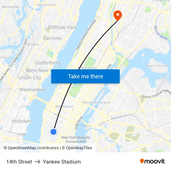 14th Street to Yankee Stadium map