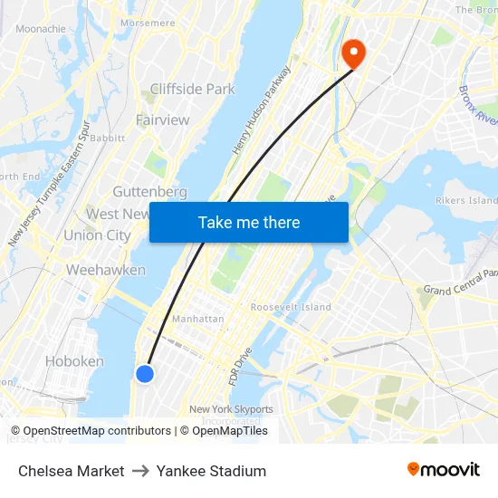Chelsea Market to Yankee Stadium map