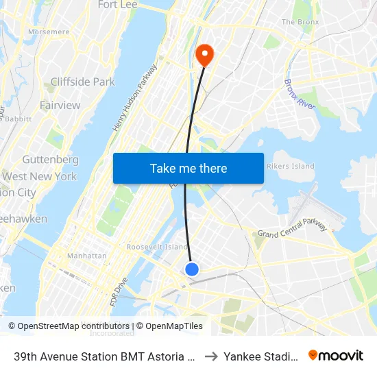 39th Avenue Station BMT Astoria Line to Yankee Stadium map
