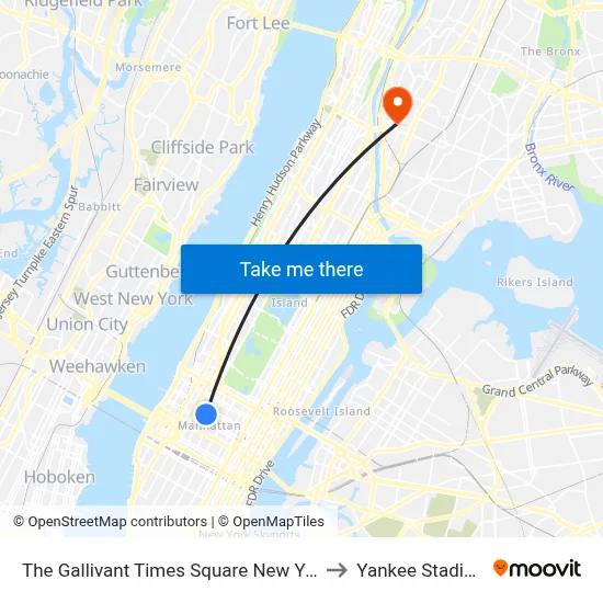 The Gallivant Times Square New York to Yankee Stadium map