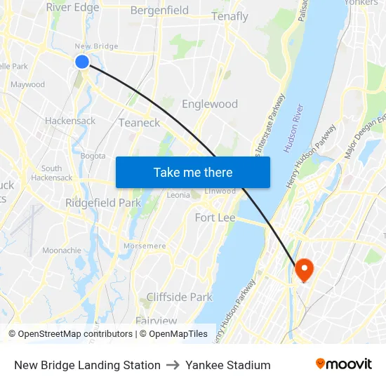 New Bridge Landing Station to Yankee Stadium map