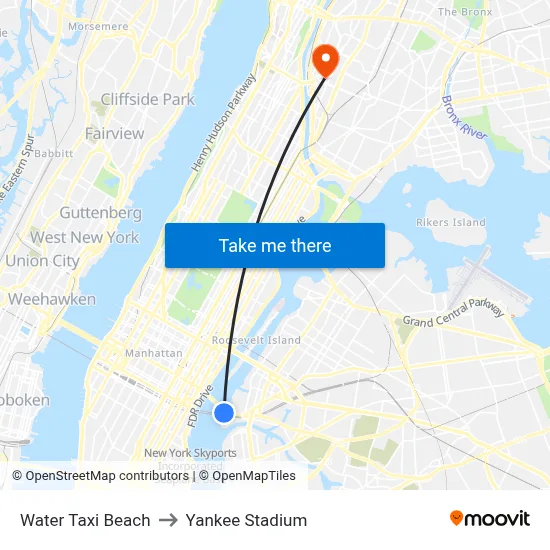 Water Taxi Beach to Yankee Stadium map