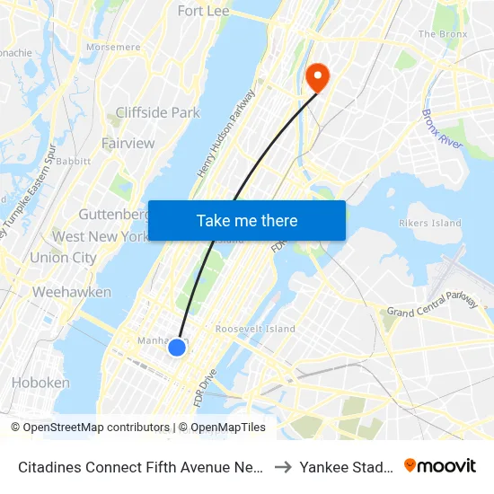 Citadines Connect Fifth Avenue New York to Yankee Stadium map