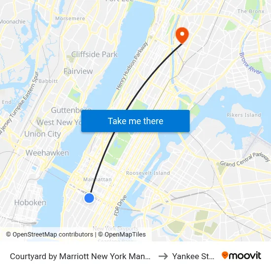 Courtyard by Marriott New York Manhattan Chelsea to Yankee Stadium map