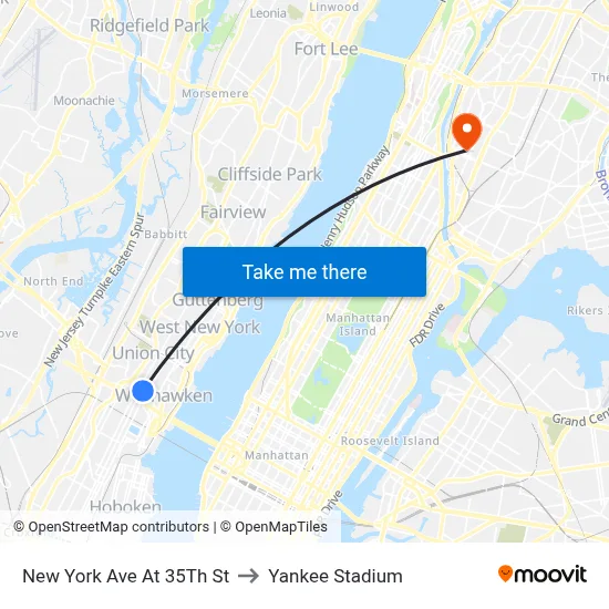 New York Ave At 35Th St to Yankee Stadium map
