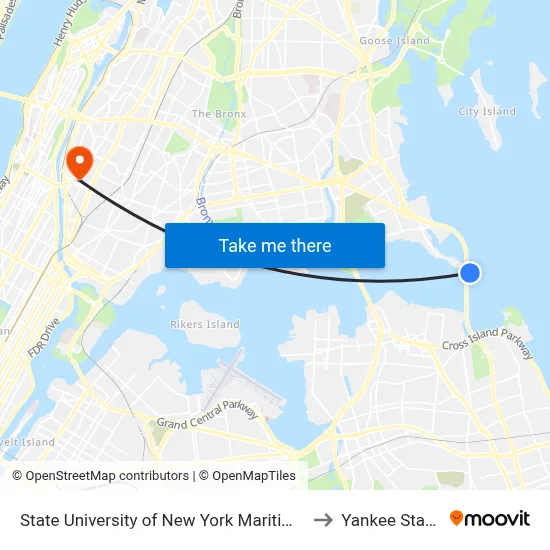 State University of New York Maritime College to Yankee Stadium map