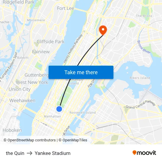 the Quin to Yankee Stadium map