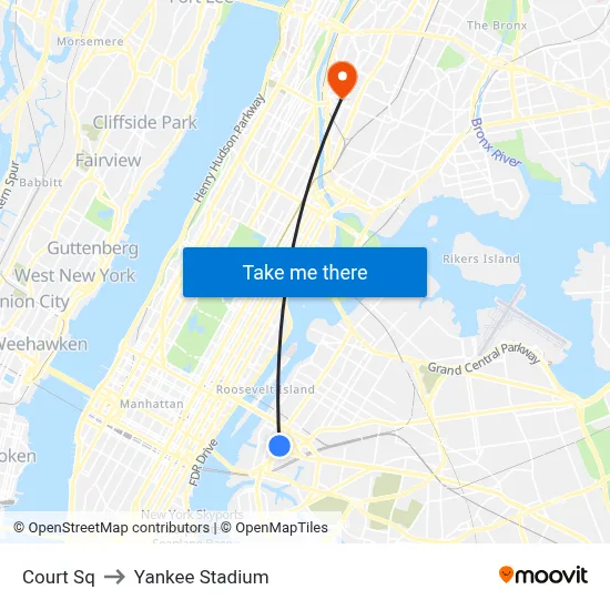 Court Sq to Yankee Stadium map