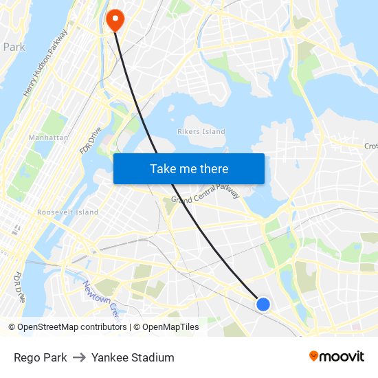 Rego Park to Yankee Stadium map