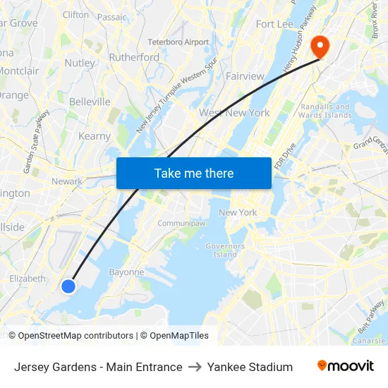Jersey Gardens - Main Entrance to Yankee Stadium map