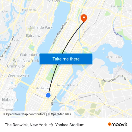 The Renwick, New York to Yankee Stadium map