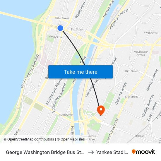 George Washington Bridge Bus Station to George Washington Bridge Bus Station map