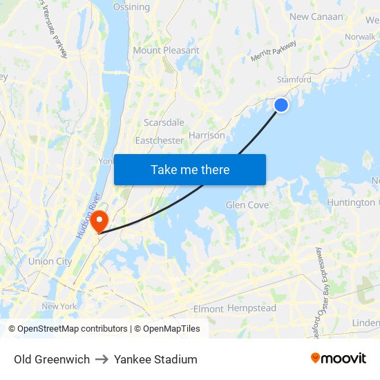 Old Greenwich to Yankee Stadium map