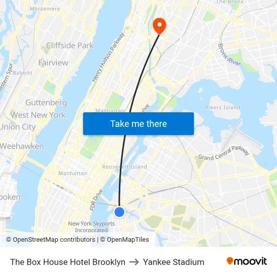 The Box House Hotel Brooklyn to Yankee Stadium map
