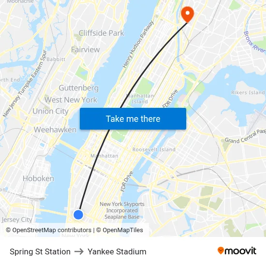 Spring St Station to Yankee Stadium map
