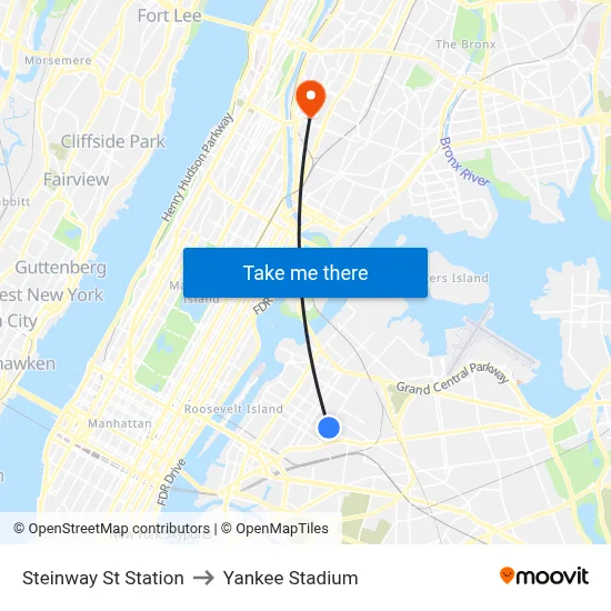 Steinway St Station to Yankee Stadium map