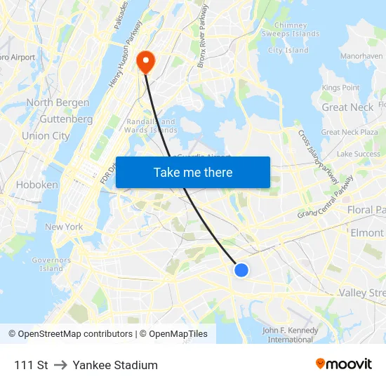 111 St to Yankee Stadium map