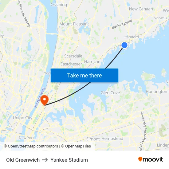 Old Greenwich to Yankee Stadium map
