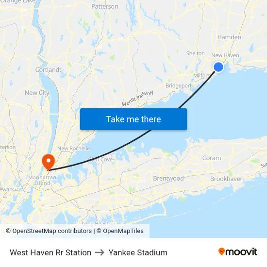 West Haven Rr Station to Yankee Stadium map