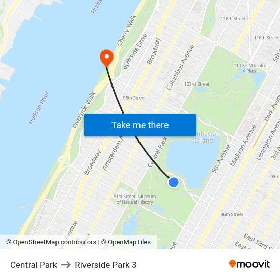 Central Park to Riverside Park 3 map