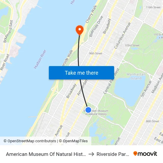 American Museum Of Natural History to Riverside Park 3 map
