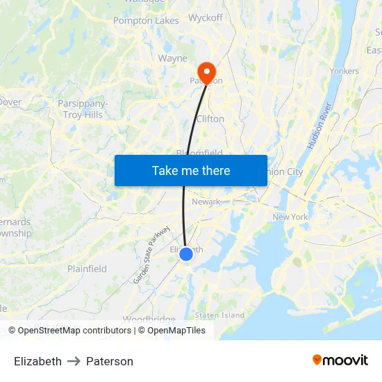 Elizabeth to Paterson map