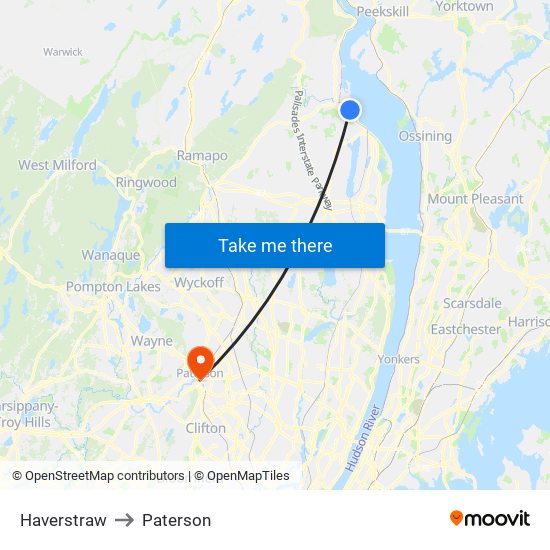 Haverstraw to Paterson map