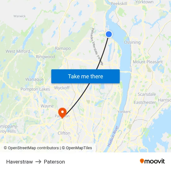 Haverstraw to Paterson map