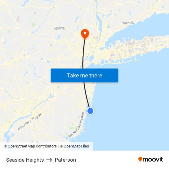 Seaside Heights to Paterson map