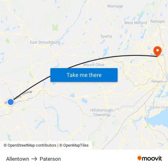 Allentown to Paterson map