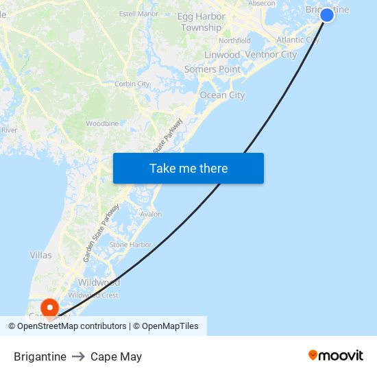 Brigantine to Cape May map