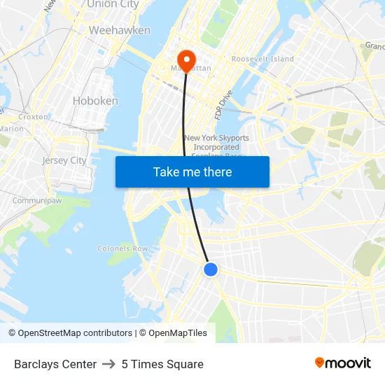 Barclays Center to 5 Times Square map