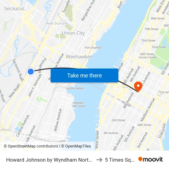 Howard Johnson by Wyndham North Bergen to 5 Times Square map