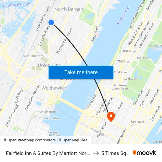 Fairfield Inn & Suites By Marriott North Bergen to 5 Times Square map