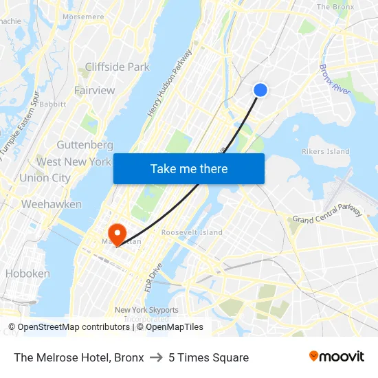 The Melrose Hotel, Bronx to 5 Times Square map