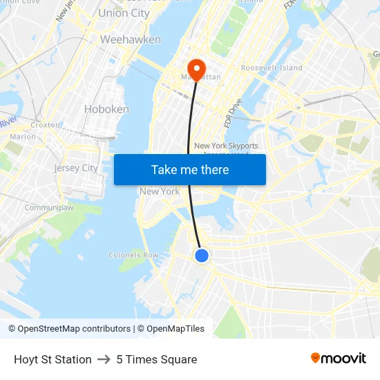 Hoyt St Station to 5 Times Square map