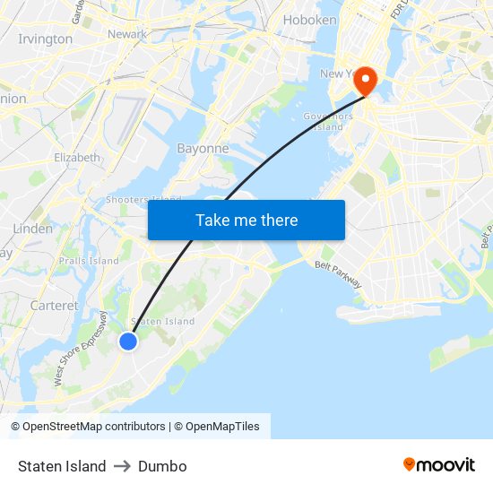 Staten Island to Dumbo map