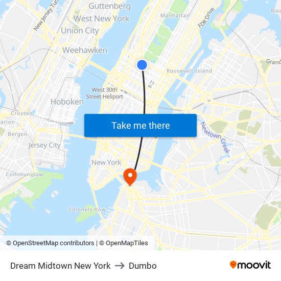 Dream Midtown New York to Dumbo map