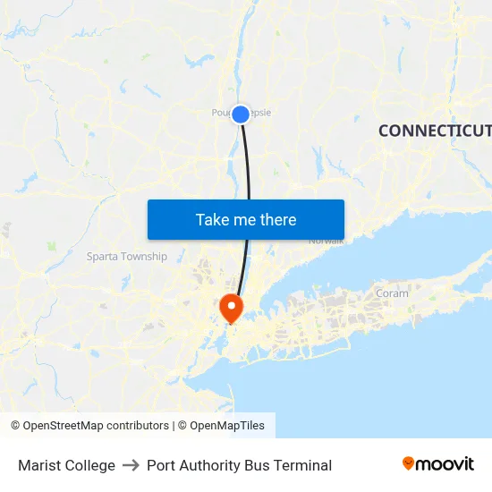 Marist College to Port Authority Bus Terminal map