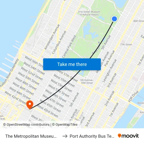 The Metropolitan Museum Of Art to Port Authority Bus Terminal map