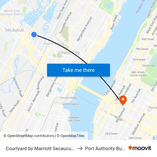 Courtyard by Marriott Secaucus Meadowlands to Port Authority Bus Terminal map