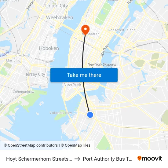 Hoyt Schermerhorn Streets Station to Port Authority Bus Terminal map