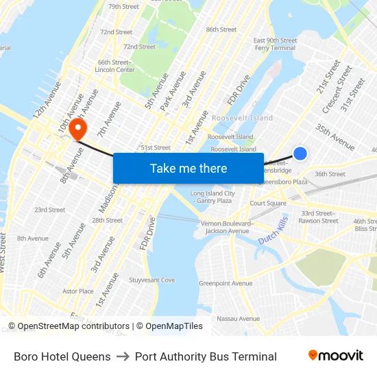 Boro Hotel Queens to Port Authority Bus Terminal map