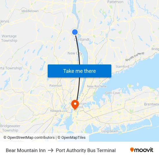 Bear Mountain Inn to Port Authority Bus Terminal map