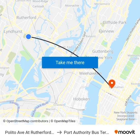 Polito Ave At Rutherford Ave to Port Authority Bus Terminal map