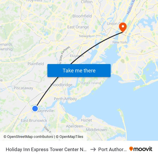 Holiday Inn Express Tower Center New Brunswick an IHG Hotel East Brunswick to Port Authority Bus Terminal map