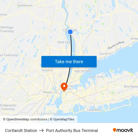 Cortlandt Station to Port Authority Bus Terminal map